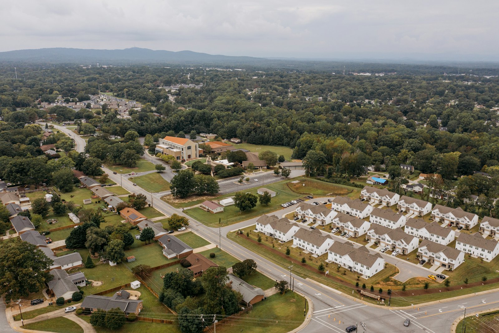 Aerial view of growing suburban neighborhoods near Short Pump
